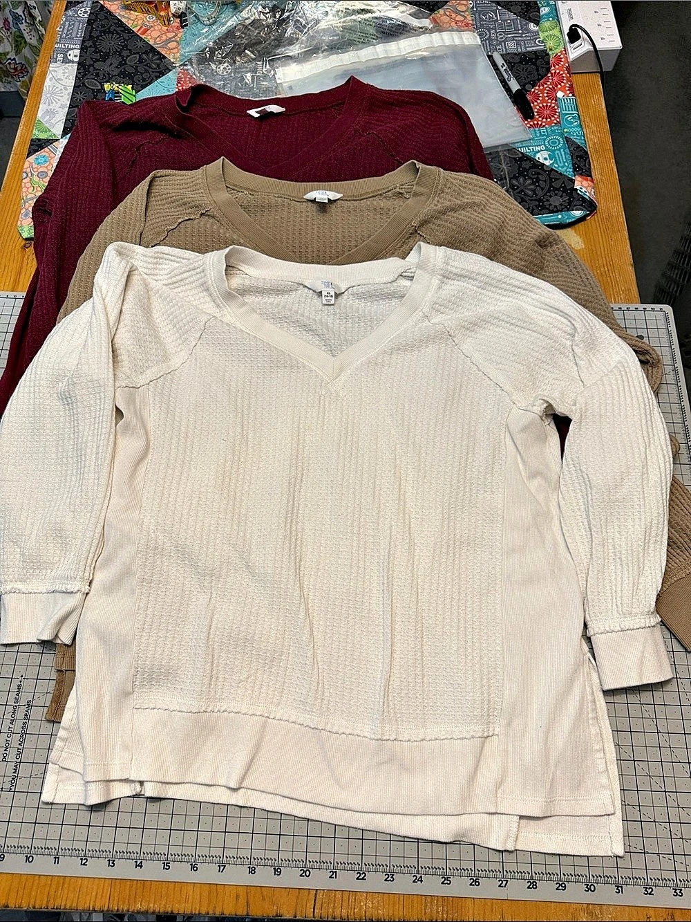 Time and Tru 3-Piece Waffle Knit Tops XL